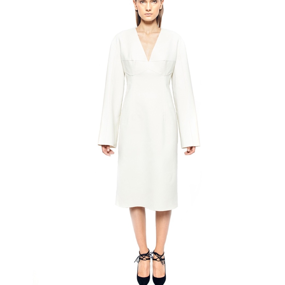 BEVZA Long Sleeve Semi-Fitted Dress